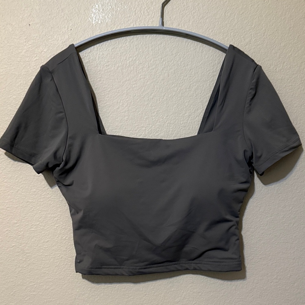 Klassy Network Charcoal Square Neck Crop Top